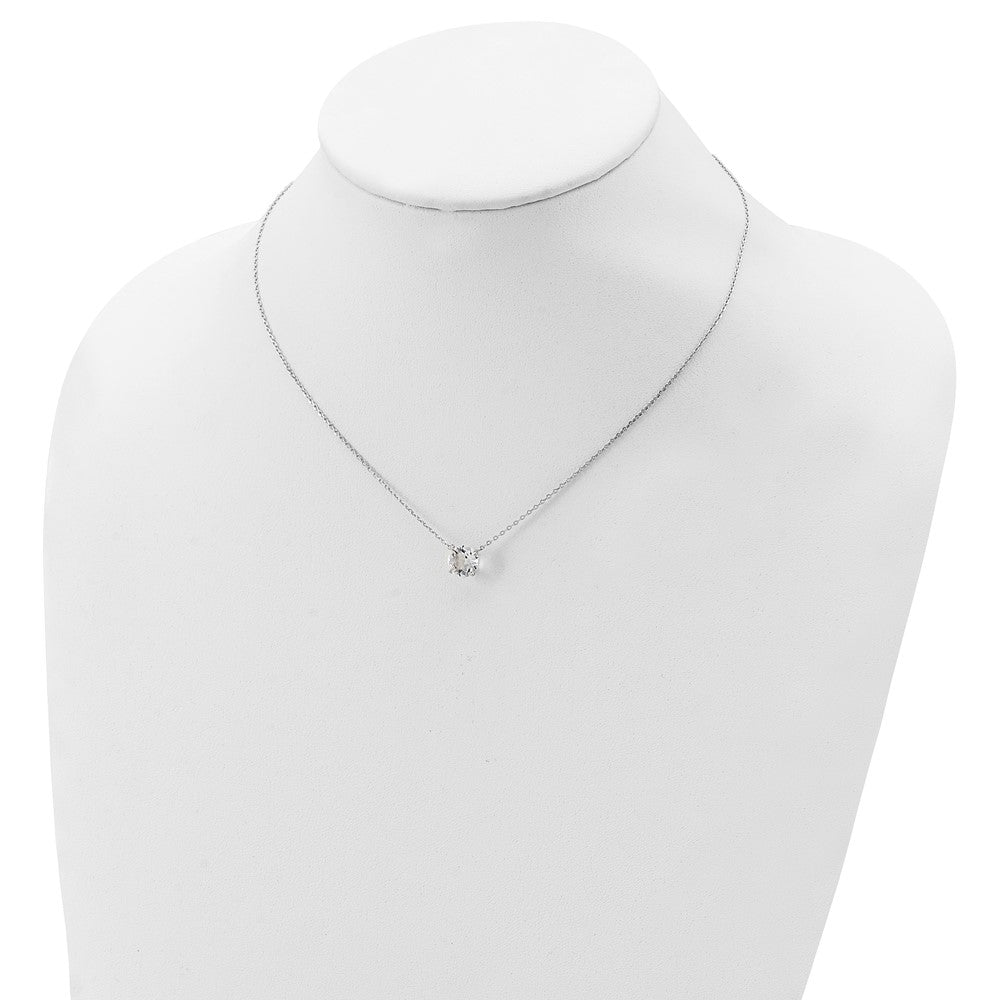 Sterling Silver Rhodium Plated Clear Swarovski Crystal 16.5 Inch Necklace With 2 Extension