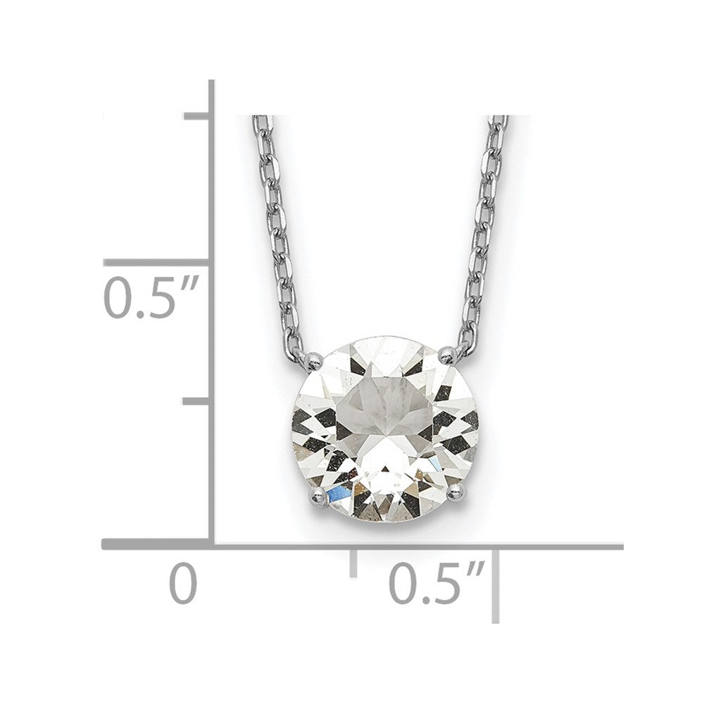 Sterling Silver Rhodium Plated Clear Swarovski Crystal 16.5 Inch Necklace With 2 Extension