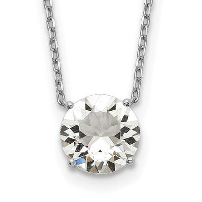 Sterling Silver Rhodium Plated Clear Swarovski Crystal 16.5 Inch Necklace With 2 Extension