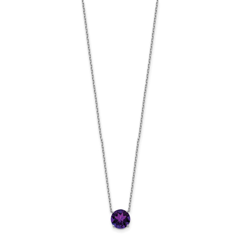 Sterling Silver Rhodium Plated Dark Purple Swarovski Crystal 16.5 Inch Necklace With 2 Extension