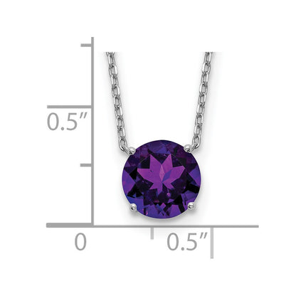 Sterling Silver Rhodium Plated Dark Purple Swarovski Crystal 16.5 Inch Necklace With 2 Extension