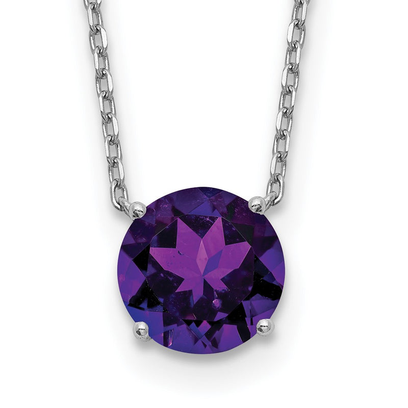 Sterling Silver Rhodium Plated Dark Purple Swarovski Crystal 16.5 Inch Necklace With 2 Extension