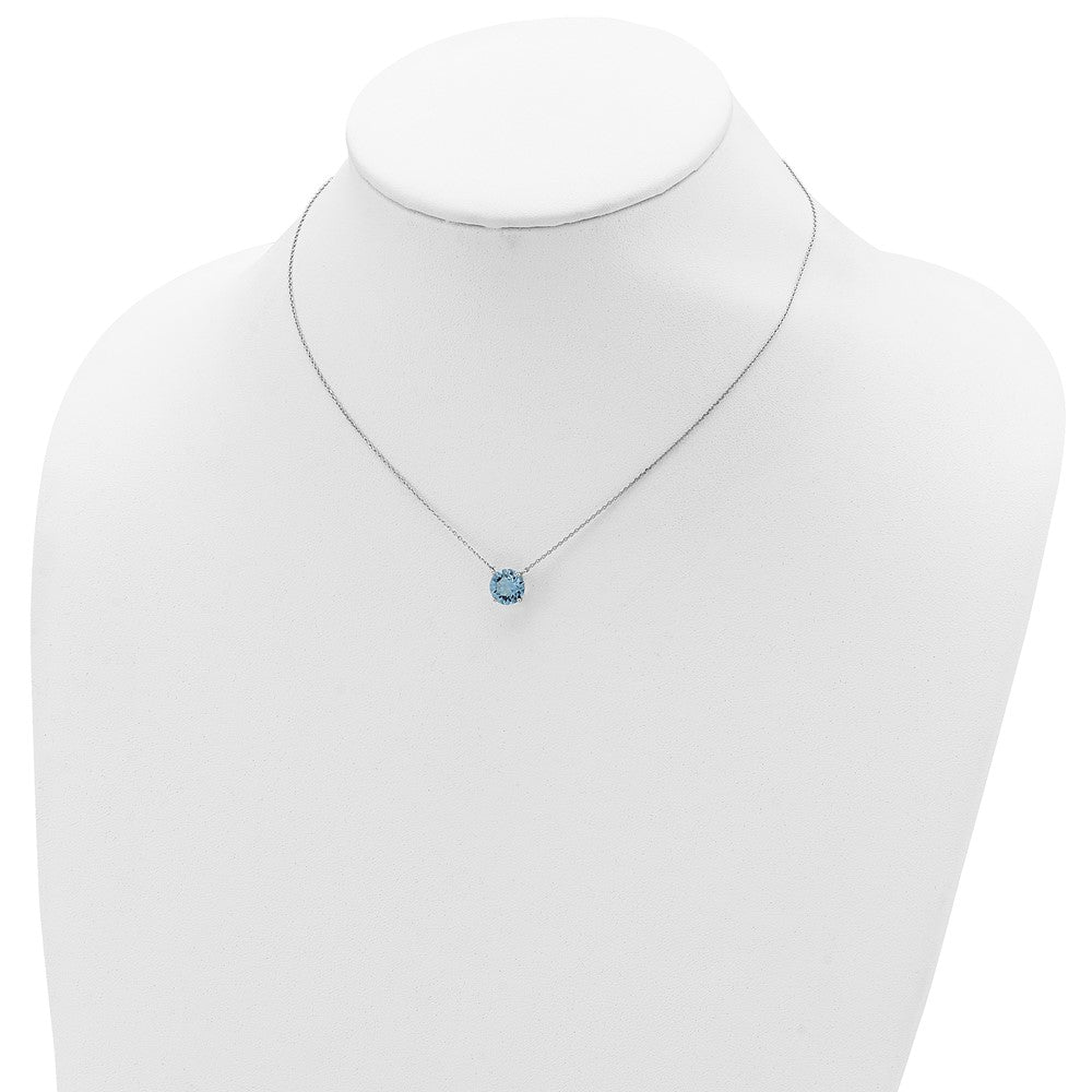Sterling Silver Rhodium Plated Light Blue Swarovski Crystal 16.5 Inch Necklace With 2 Extension