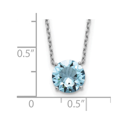 Sterling Silver Rhodium Plated Light Blue Swarovski Crystal 16.5 Inch Necklace With 2 Extension