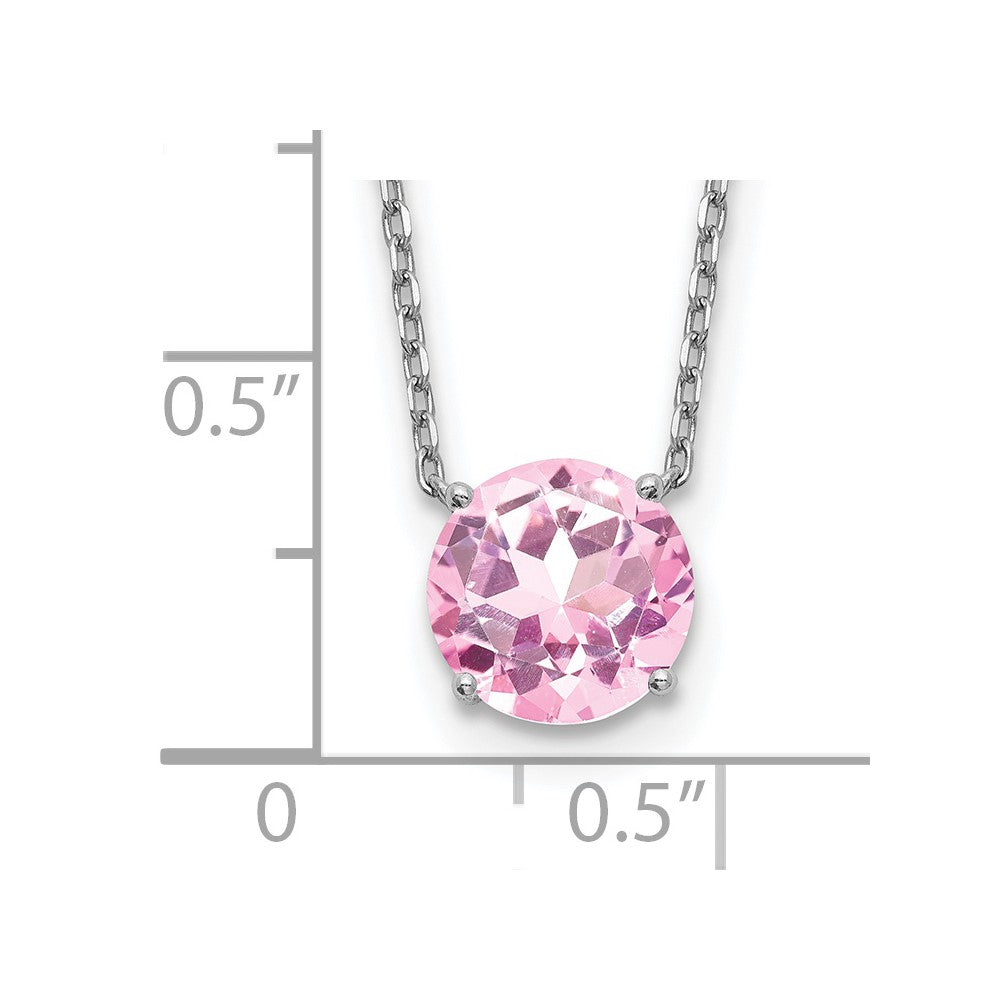 Sterling Silver Rhodium Plated Light Pink Swarovski Crystal 16.5 Inch Necklace With 2 Extension