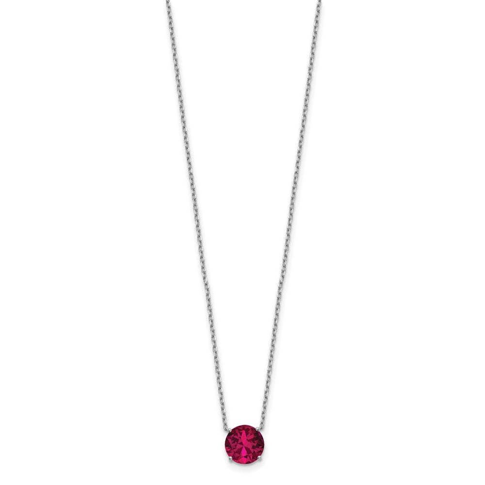 Sterling Silver Rhodium-Plated Red Swarovski Crystal 16.5 Inch Necklace With 2 Extension