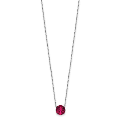 Sterling Silver Rhodium-Plated Red Swarovski Crystal 16.5 Inch Necklace With 2 Extension