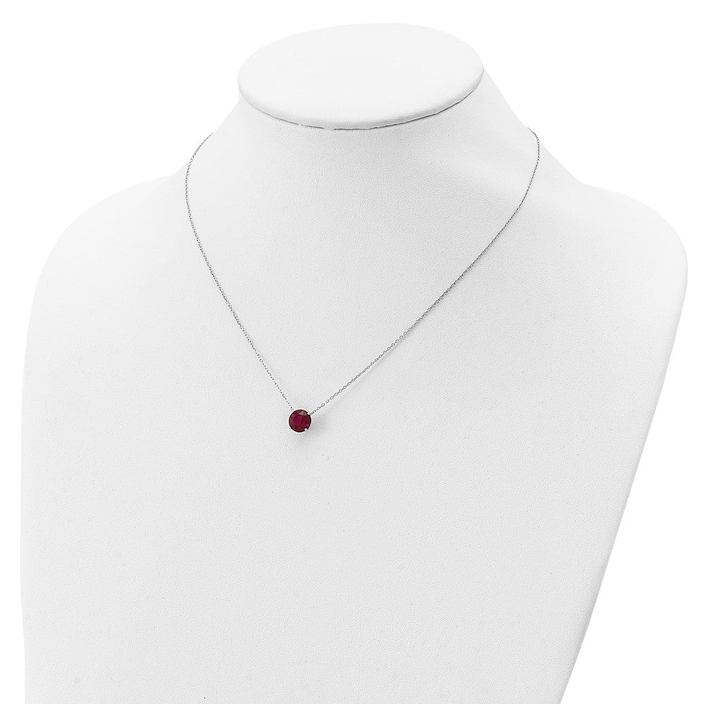 Sterling Silver Rhodium-Plated Red Swarovski Crystal 16.5 Inch Necklace With 2 Extension