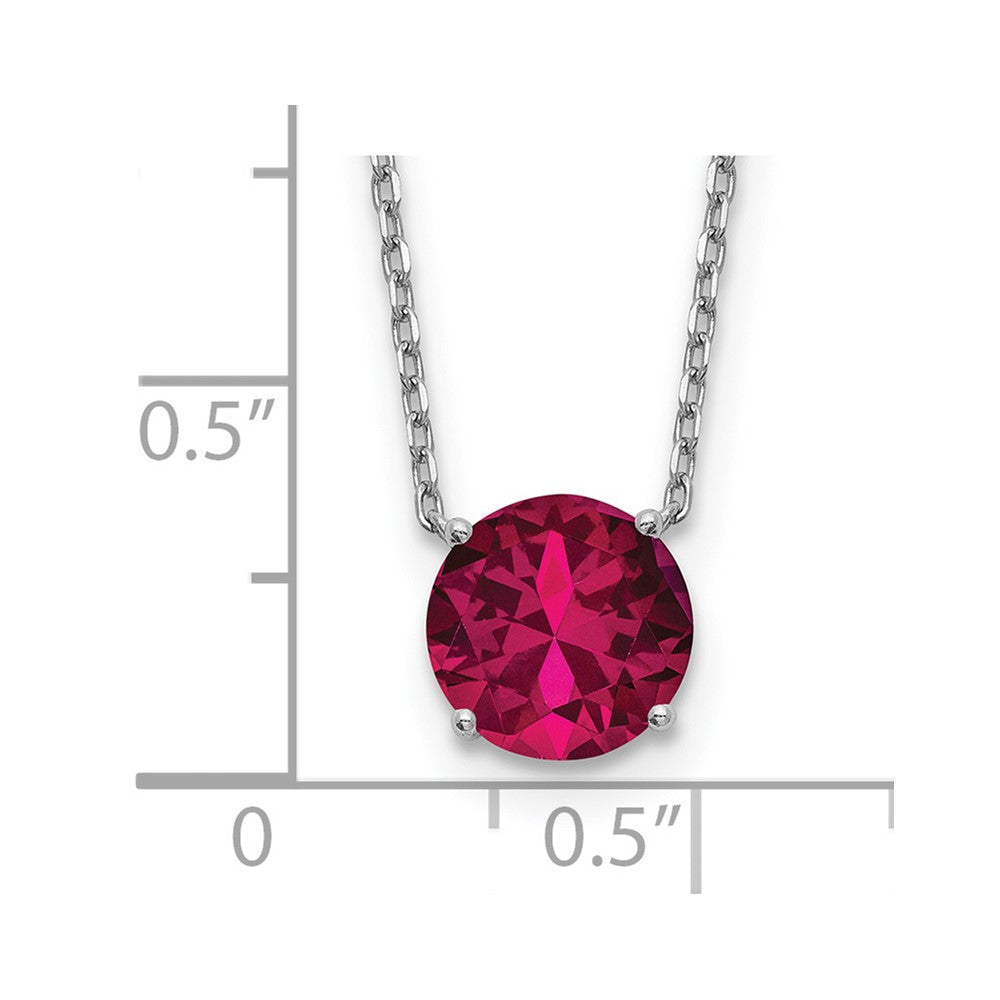 Sterling Silver Rhodium-Plated Red Swarovski Crystal 16.5 Inch Necklace With 2 Extension