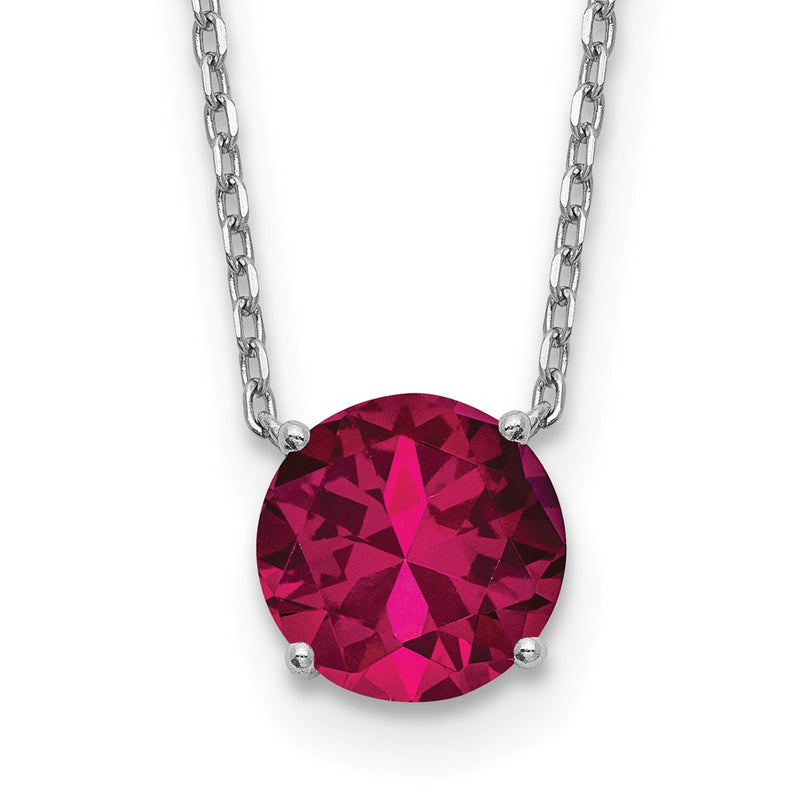 Sterling Silver Rhodium-Plated Red Swarovski Crystal 16.5 Inch Necklace With 2 Extension