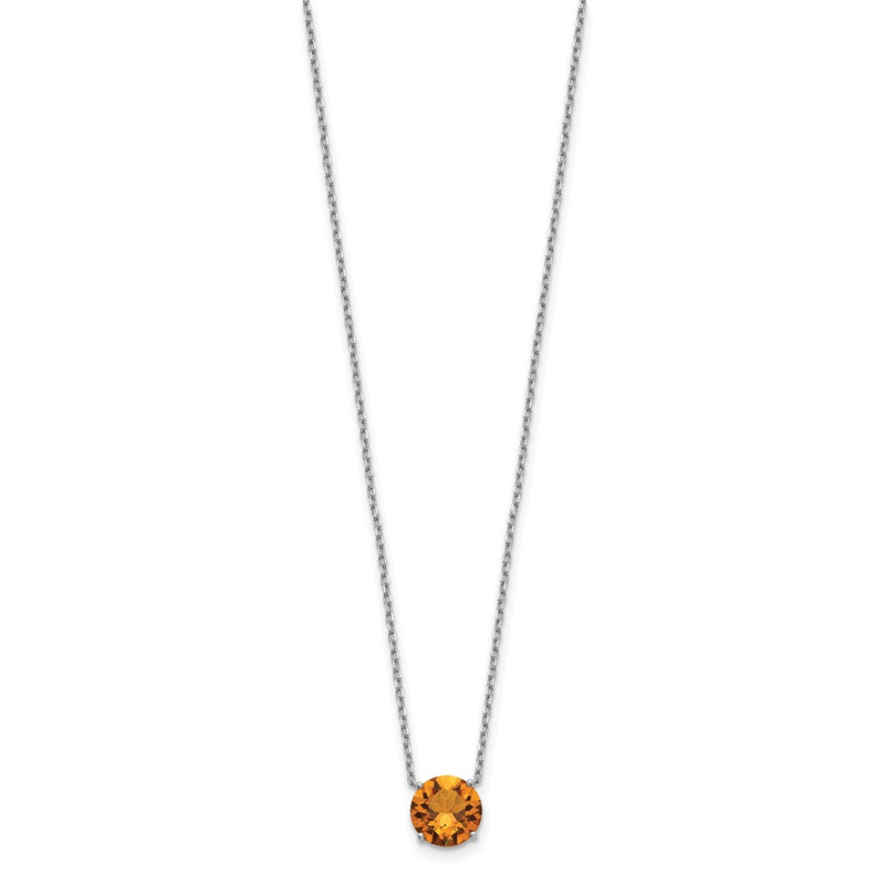 Sterling Silver Rhodium Plated Dark Yellow Swarovski Crystal 16.5 Inch Necklace With 2 Extension