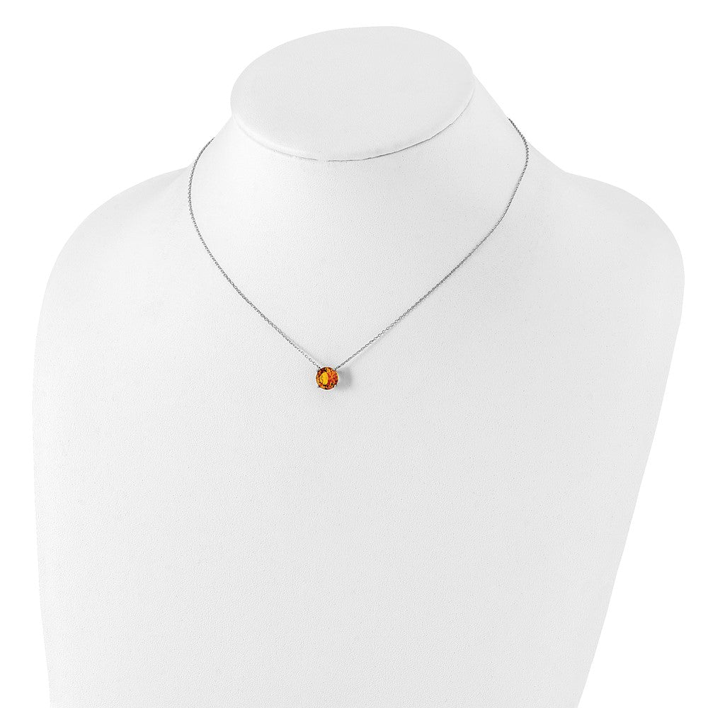 Sterling Silver Rhodium Plated Dark Yellow Swarovski Crystal 16.5 Inch Necklace With 2 Extension