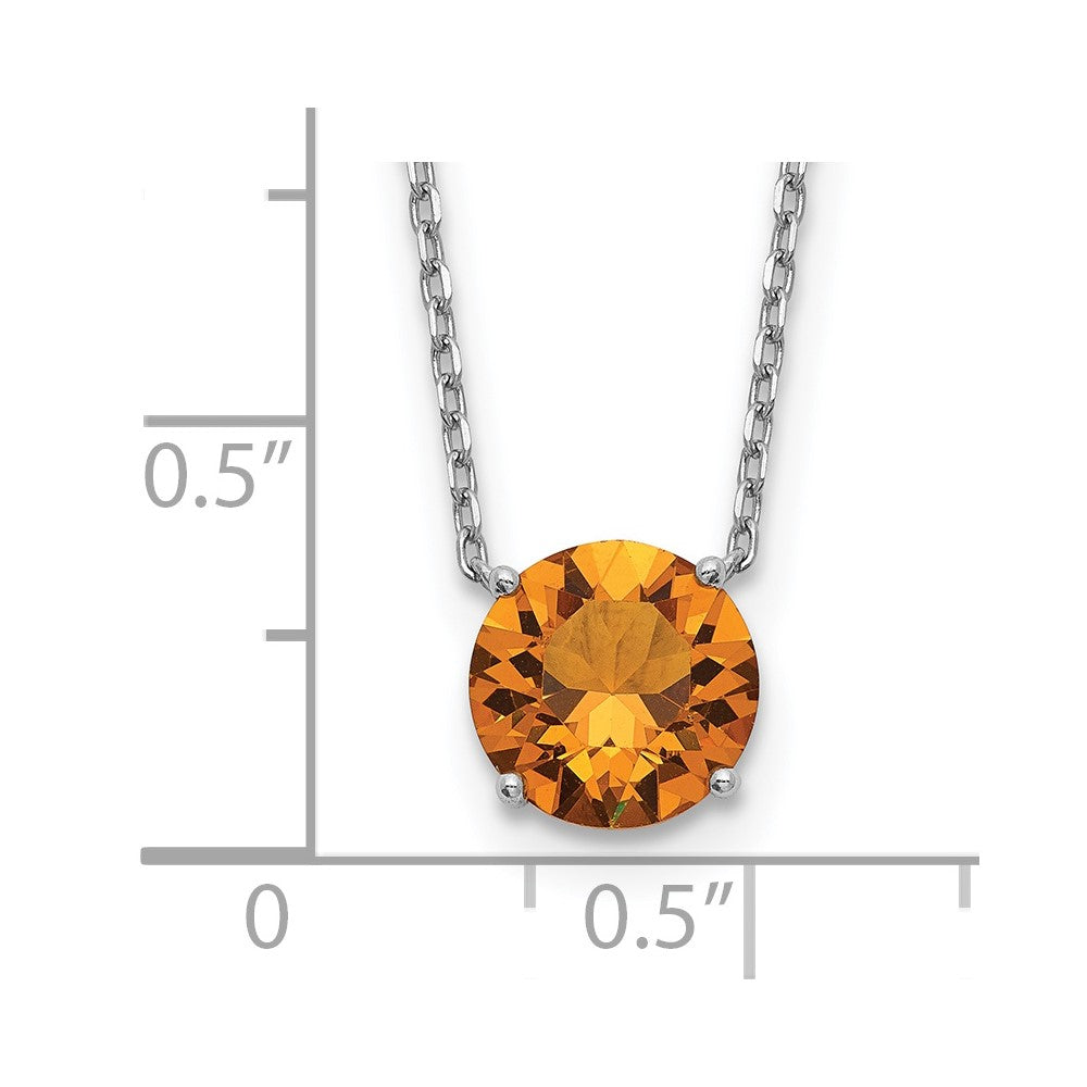 Sterling Silver Rhodium Plated Dark Yellow Swarovski Crystal 16.5 Inch Necklace With 2 Extension