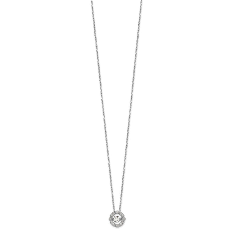 Sterling Silver Rhod-Plated Vibrant Cz W/2In Ext. Necklace