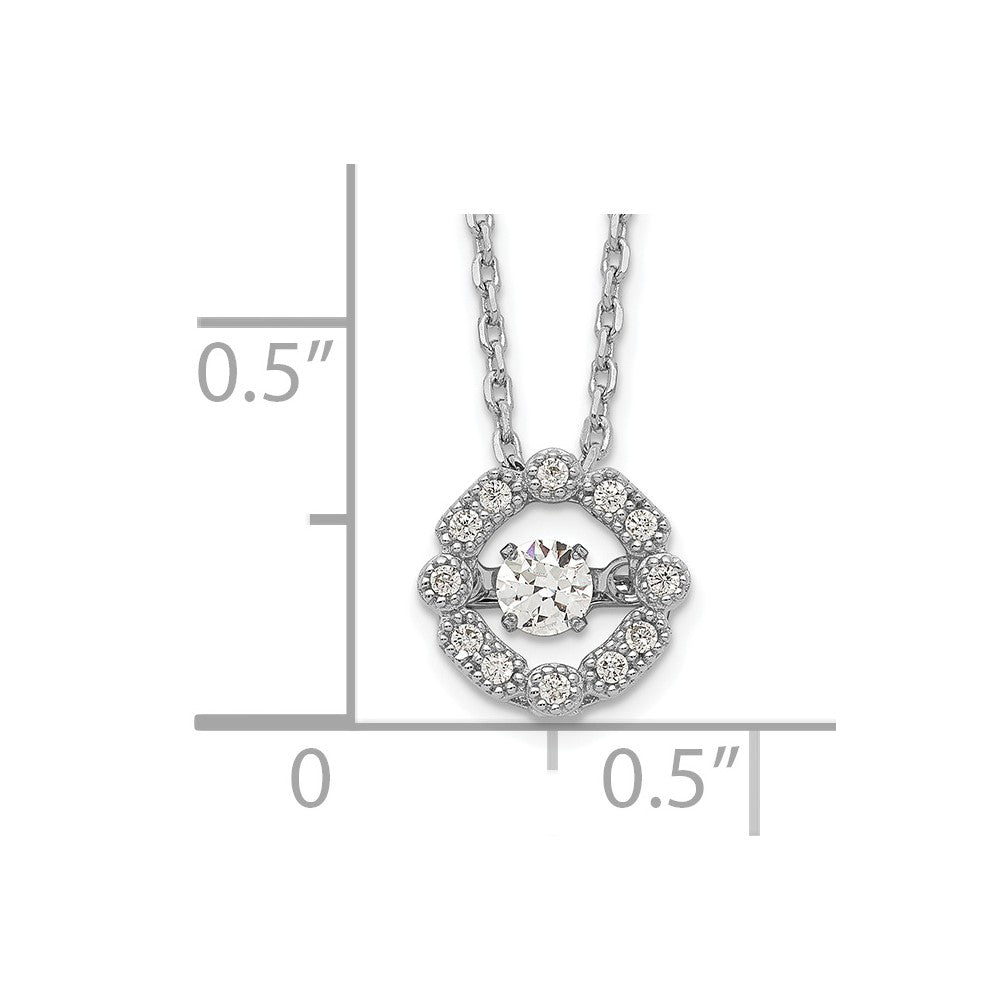 Sterling Silver Rhod-Plated Vibrant Cz W/2In Ext. Necklace