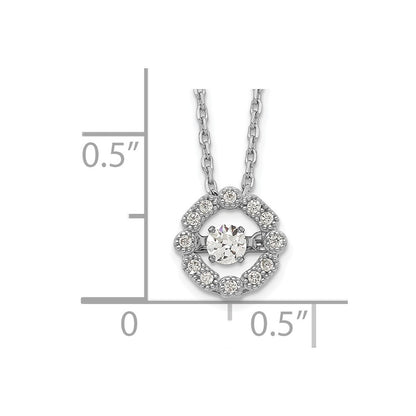 Sterling Silver Rhod-Plated Vibrant Cz W/2In Ext. Necklace