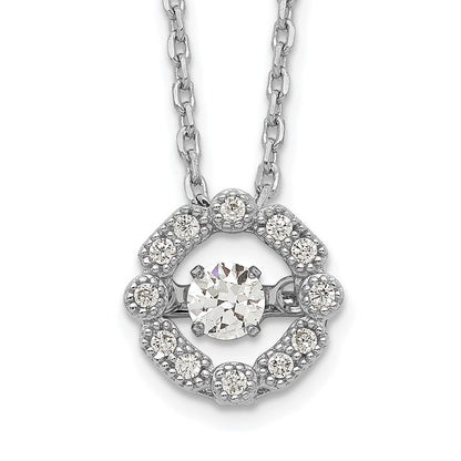 Sterling Silver Rhod-Plated Vibrant Cz W/2In Ext. Necklace