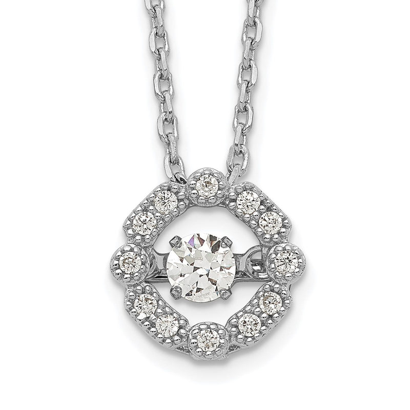 Sterling Silver Rhod-Plated Vibrant Cz W/2In Ext. Necklace