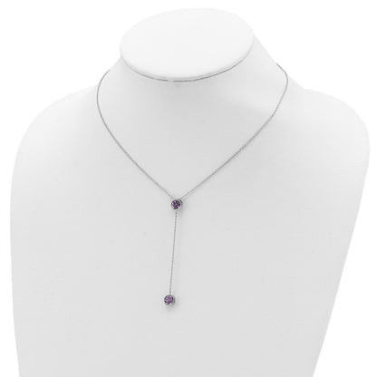 Sterling Silver Rhodium-Plated Amethyst W/ 2In Ext. Y-Necklace