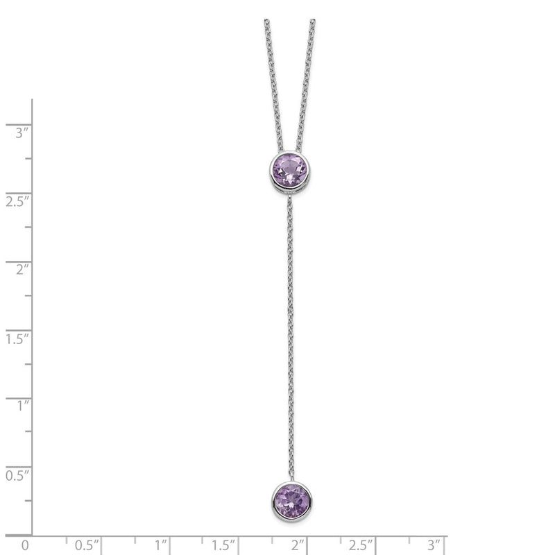 Sterling Silver Rhodium-Plated Amethyst W/ 2In Ext. Y-Necklace