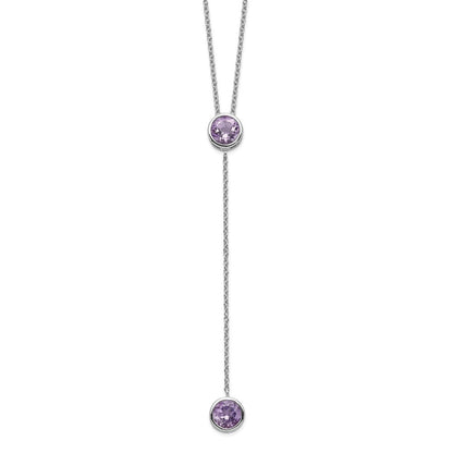 Sterling Silver Rhodium-Plated Amethyst W/ 2In Ext. Y-Necklace