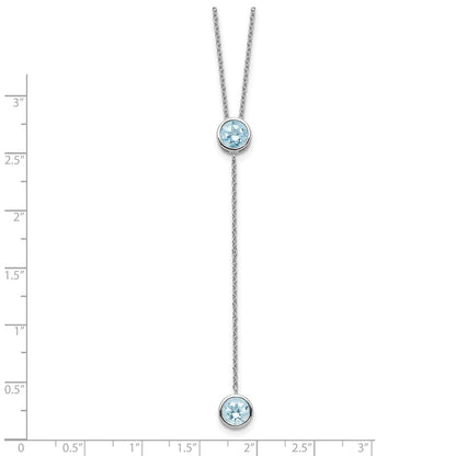 Sterling Silver Rhodium-Plated Blue Topaz W/ 2In Ext. Y-Necklace