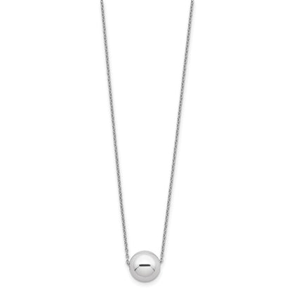 Sterling Silver Rhodium-Plated Polished Bead Necklace