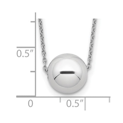 Sterling Silver Rhodium-Plated Polished Bead Necklace