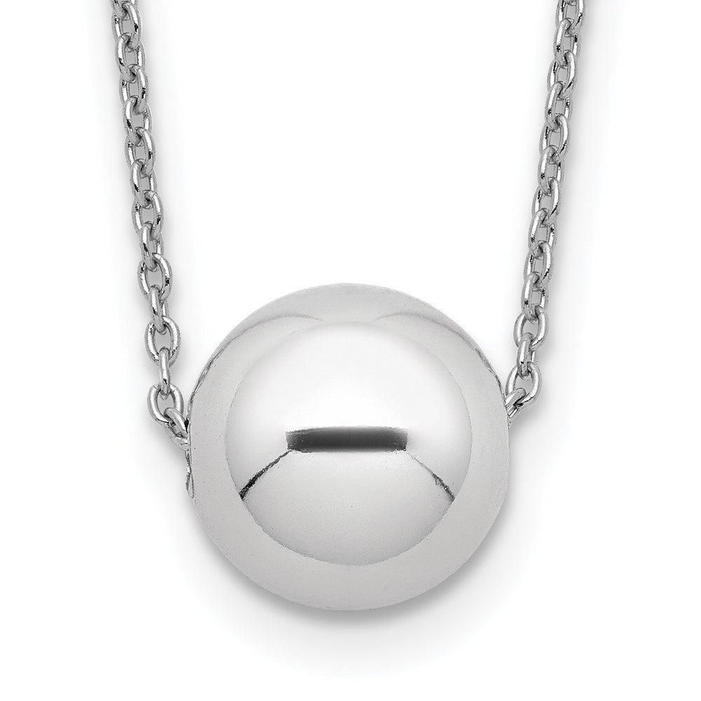 Sterling Silver Rhodium-Plated Polished Bead Necklace