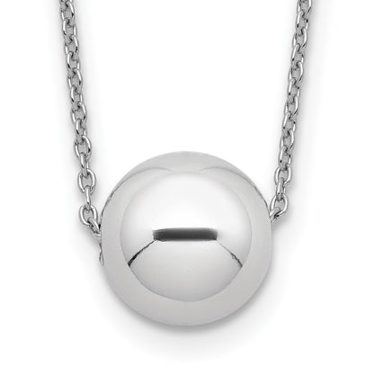 Sterling Silver Rhodium-Plated Polished Bead Necklace