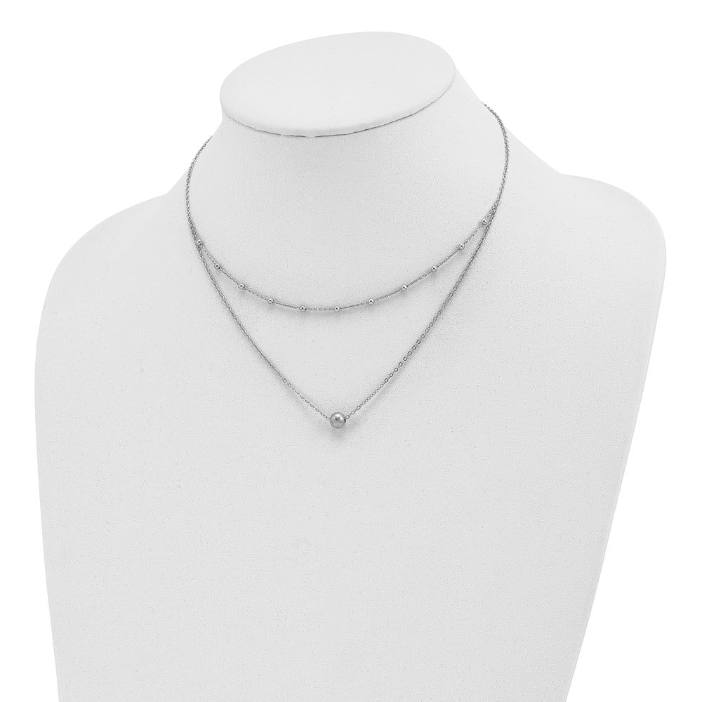 Sterling Silver Polished Beaded W/4 In Ext Choker
