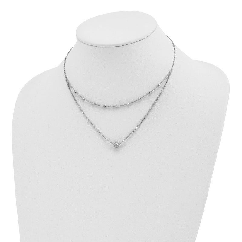 Sterling Silver Polished Beaded W/4 In Ext Choker