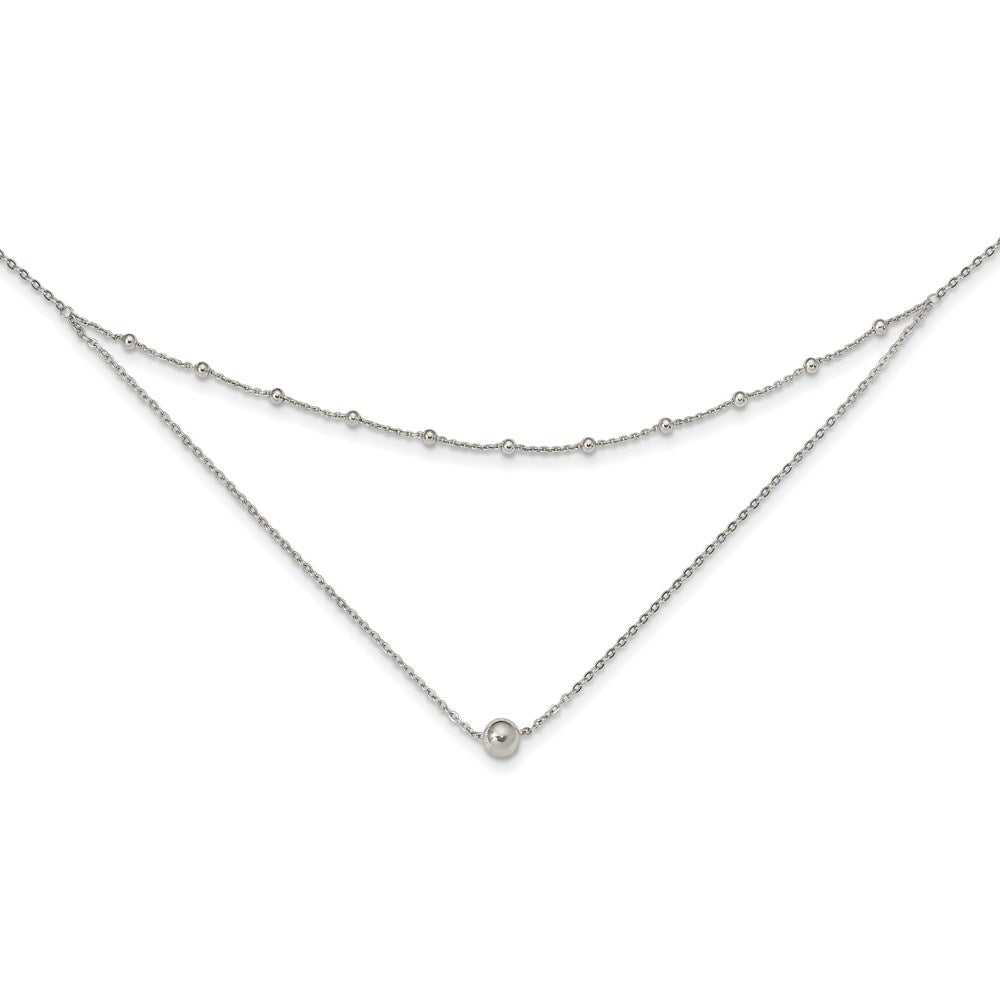 Sterling Silver Polished Beaded W/4 In Ext Choker