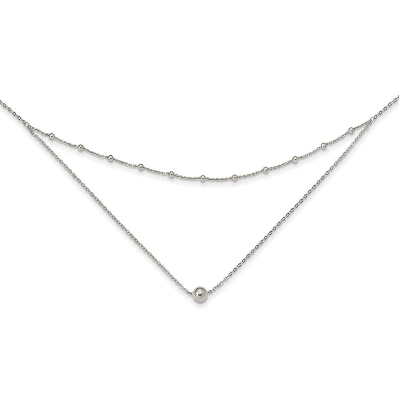 Sterling Silver Polished Beaded W/4 In Ext Choker