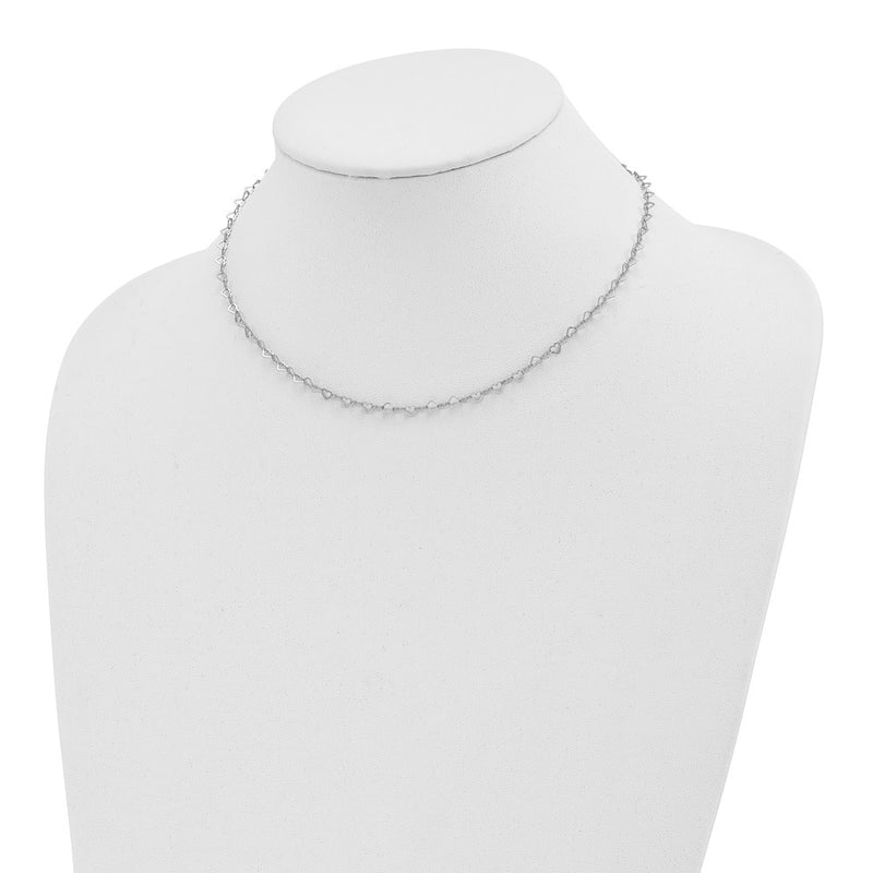 Sterling Silver Polished Hearts Link W/4 In Ext Choker