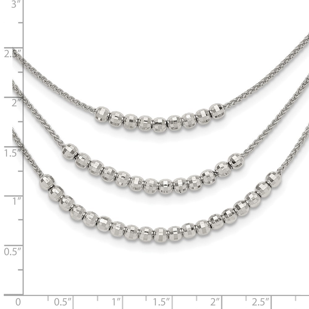 Sterling Silver Rhodium-Plated Beaded Multi Layer Necklace