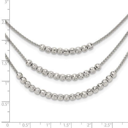 Sterling Silver Rhodium-Plated Beaded Multi Layer Necklace
