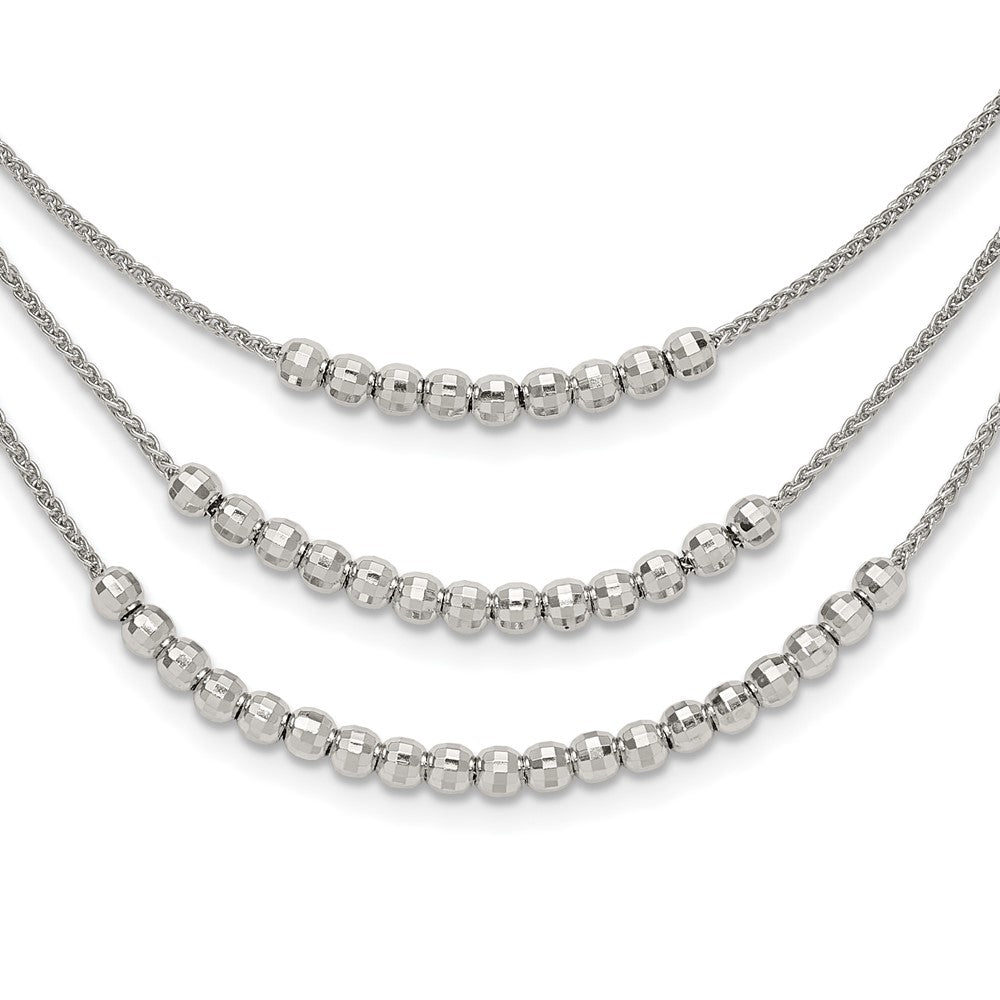 Sterling Silver Rhodium-Plated Beaded Multi Layer Necklace