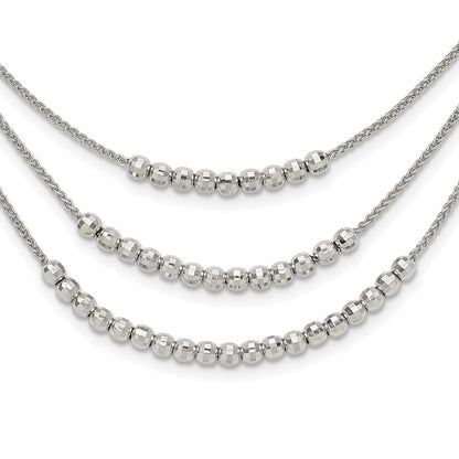 Sterling Silver Rhodium-Plated Beaded Multi Layer Necklace