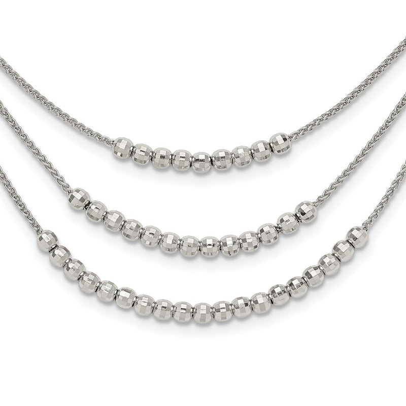 Sterling Silver Rhodium-Plated Beaded Multi Layer Necklace