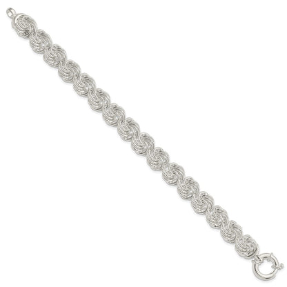 8 Inch Sterling Silver Polished Circles Fancy Link Bracelet