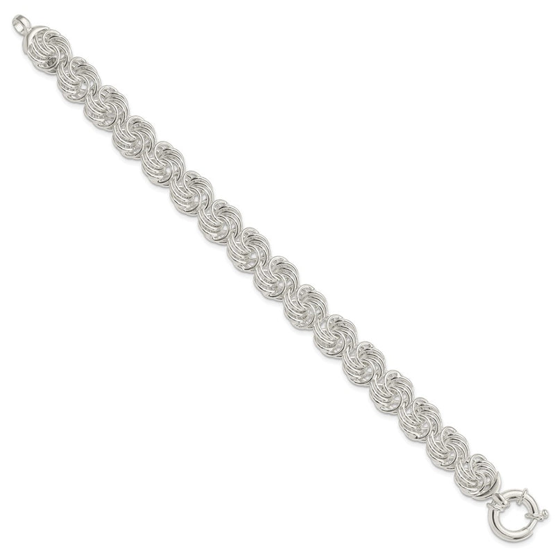 8 Inch Sterling Silver Polished Circles Fancy Link Bracelet