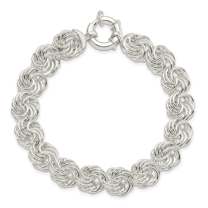 8 Inch Sterling Silver Polished Circles Fancy Link Bracelet
