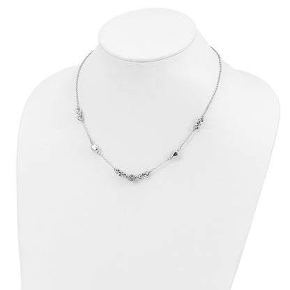 Sterling Silver Rhodium-Plated Beaded Fancy Necklace