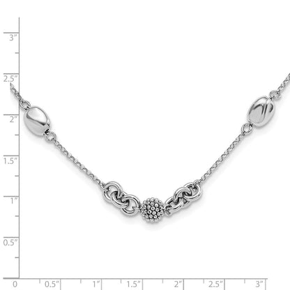 Sterling Silver Rhodium-Plated Beaded Fancy Necklace