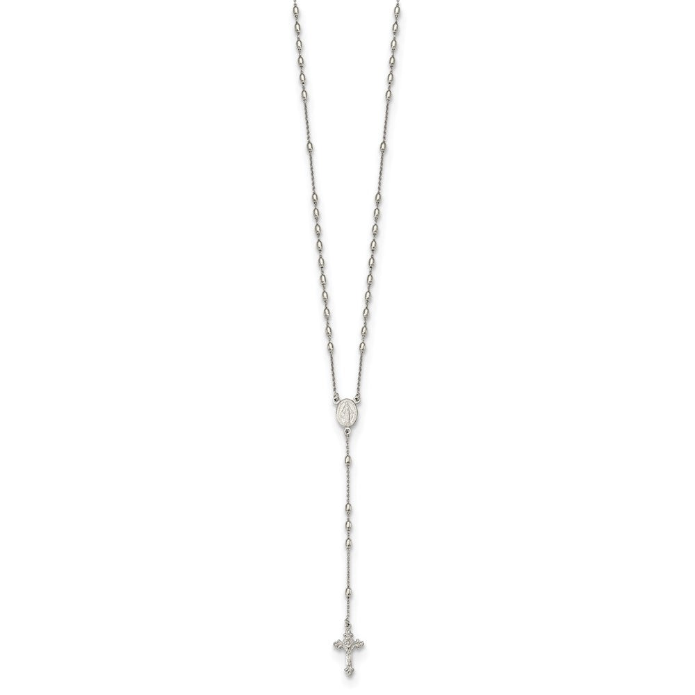 Sterling Silver Beaded Rosary18 Inch Necklace With1.25 Extension