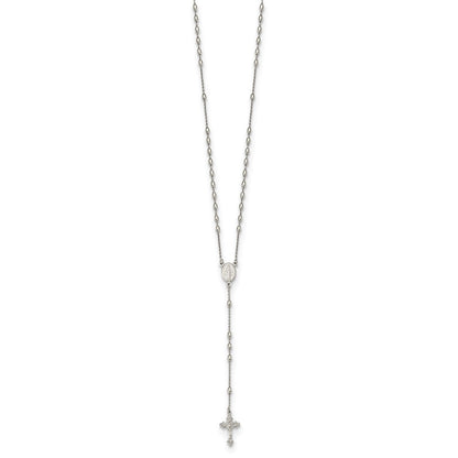 Sterling Silver Beaded Rosary18 Inch Necklace With1.25 Extension