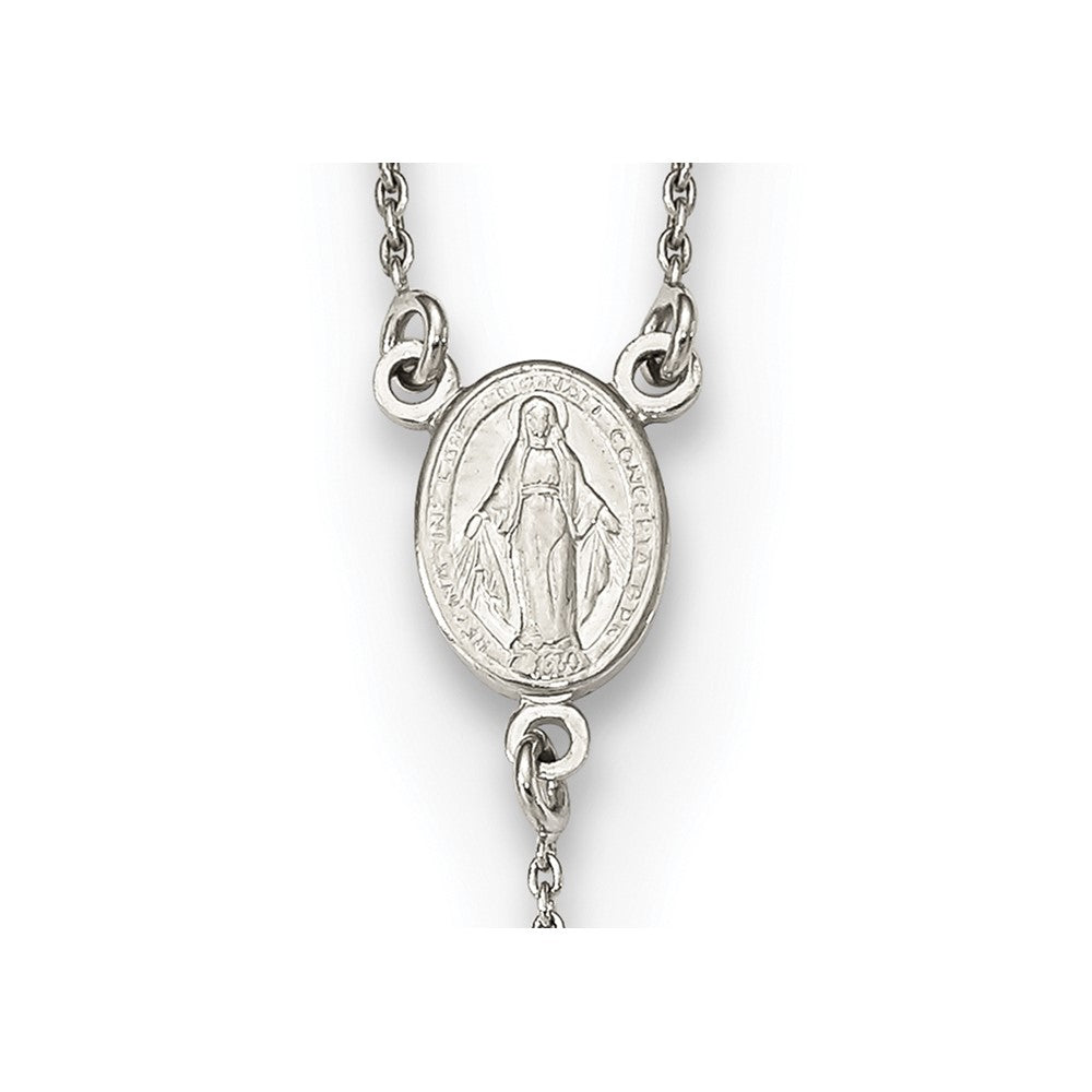 Sterling Silver Beaded Rosary18 Inch Necklace With1.25 Extension