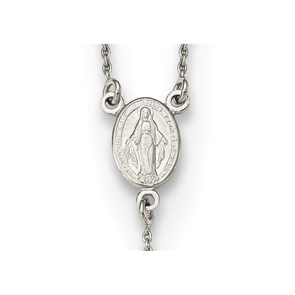 Sterling Silver Beaded Rosary18 Inch Necklace With1.25 Extension