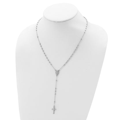 Sterling Silver Beaded Rosary18 Inch Necklace With1.25 Extension